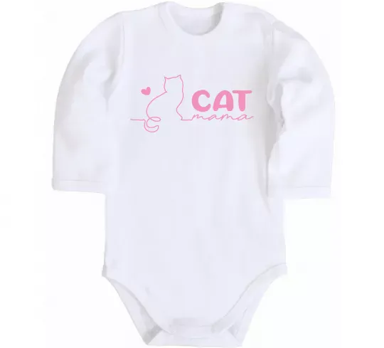 Детский боди Cat mama pink Белый фото