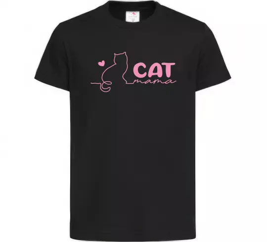 Дитяча футболка Cat mama pink Чорний фото