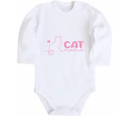 Детский боди Cat mama pink Белый фото