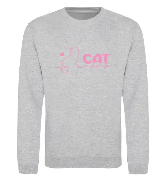 Свитшот Cat mama pink Серый меланж фото