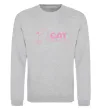 Свитшот Cat mama pink Серый меланж фото