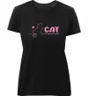 Жіноча преміум футболка Cat mama pink Чорний фото