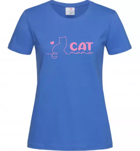 Женская футболка Cat mama pink Ярко-синий фото