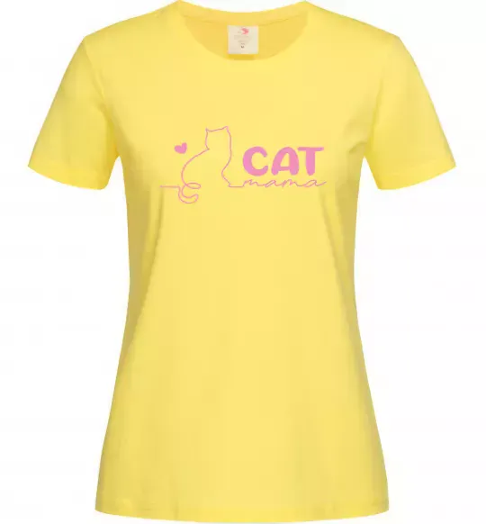 Женская футболка Cat mama pink Лимонный фото