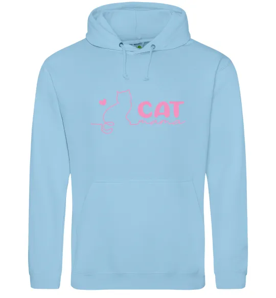 Мужская толстовка (худи) Cat mama pink Голубой фото