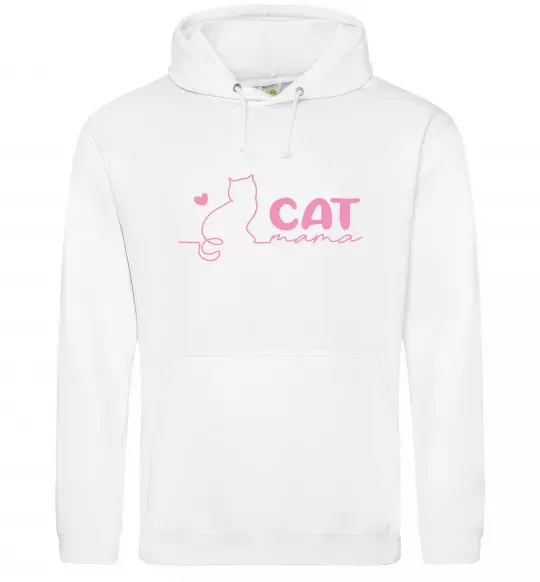 Женская толстовка (худи) Cat mama pink Белый фото