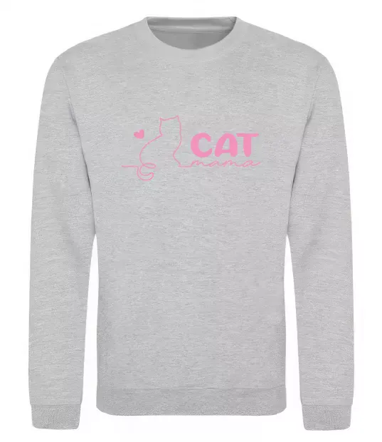 Світшот Cat mama pink Сірий меланж фото