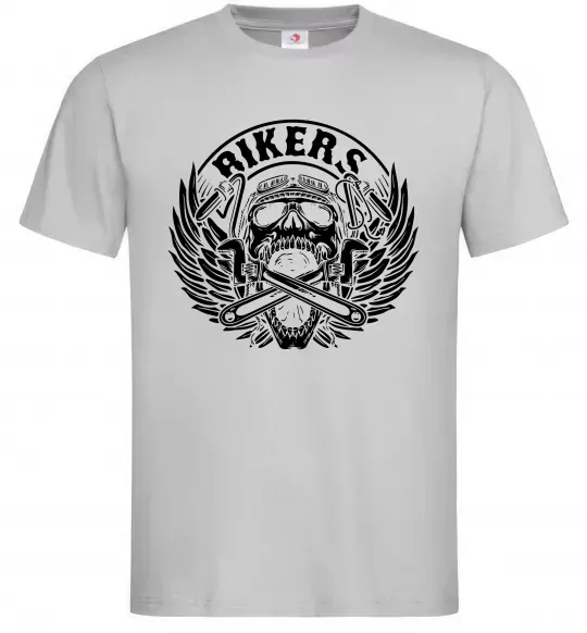 Мужская футболка Череп Bikers Серый фото