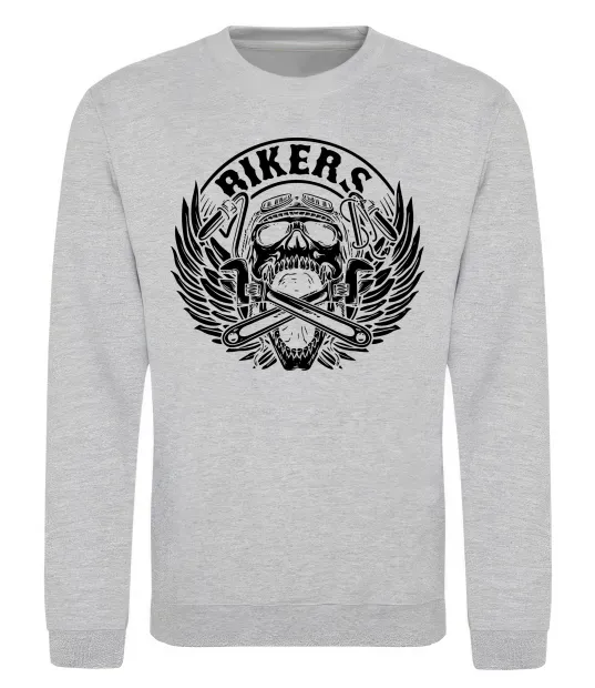 Світшот Череп Bikers Сірий меланж фото