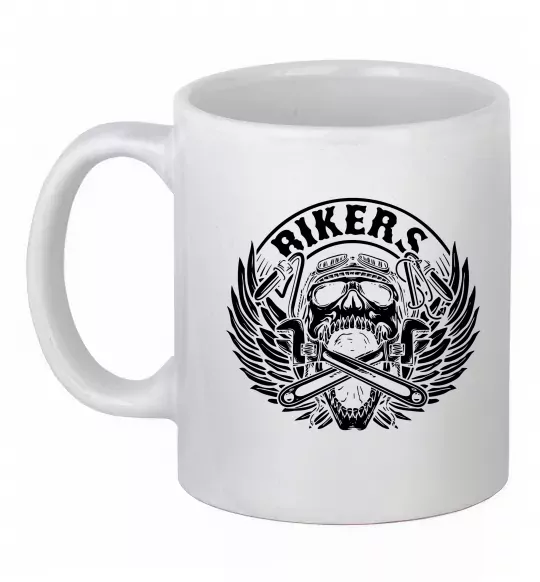 Чашка керамічна Череп Bikers Білий фото