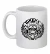 Чашка керамічна Череп Bikers Білий фото