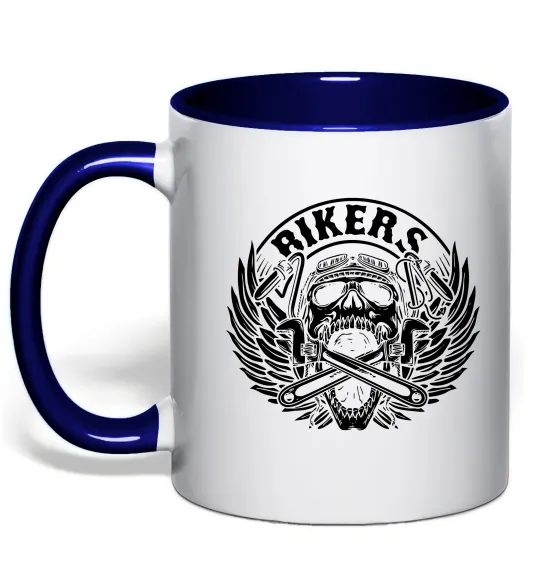 Чашка з кольоровою ручкою Череп Bikers Глибокий темно-синій фото