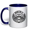 Чашка з кольоровою ручкою Череп Bikers Глибокий темно-синій фото
