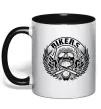 Чашка з кольоровою ручкою Череп Bikers Чорний фото
