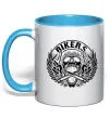 Чашка з кольоровою ручкою Череп Bikers Блакитний фото