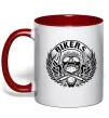 Чашка з кольоровою ручкою Череп Bikers Червоний фото