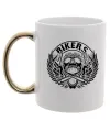 Чашка з кольоровою ручкою Череп Bikers Золото фото