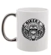Чашка з кольоровою ручкою Череп Bikers Срібло фото