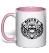 Чашка з кольоровою ручкою Череп Bikers Ніжно рожевий фото