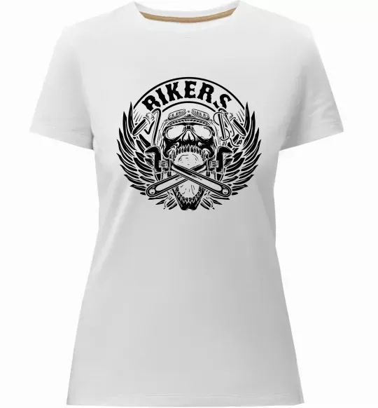 Женская премиум футболка Череп Bikers Белый фото