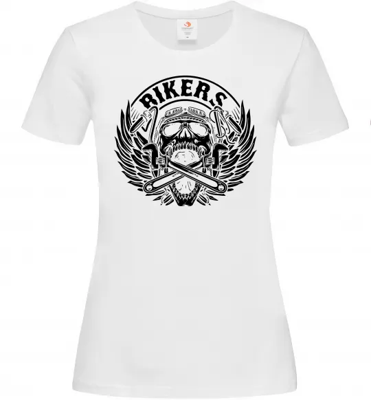 Женская футболка Череп Bikers Белый фото