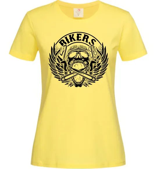 Женская футболка Череп Bikers Лимонный фото