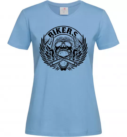 Женская футболка Череп Bikers Голубой фото