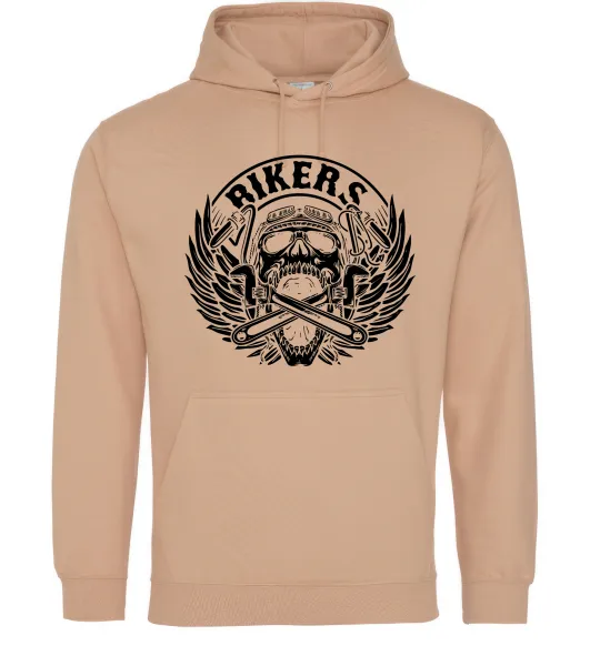 Чоловіча толстовка (худі) Череп Bikers Пісочний фото