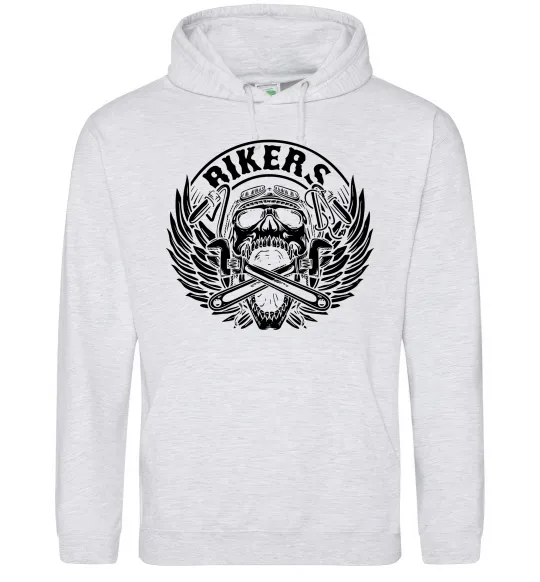 Жіноча толстовка (худі) Череп Bikers Сірий меланж фото