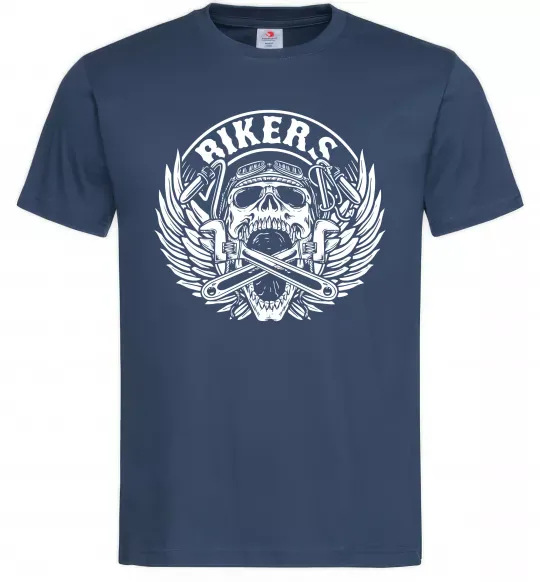 Мужская футболка Череп Bikers Темно-синий фото