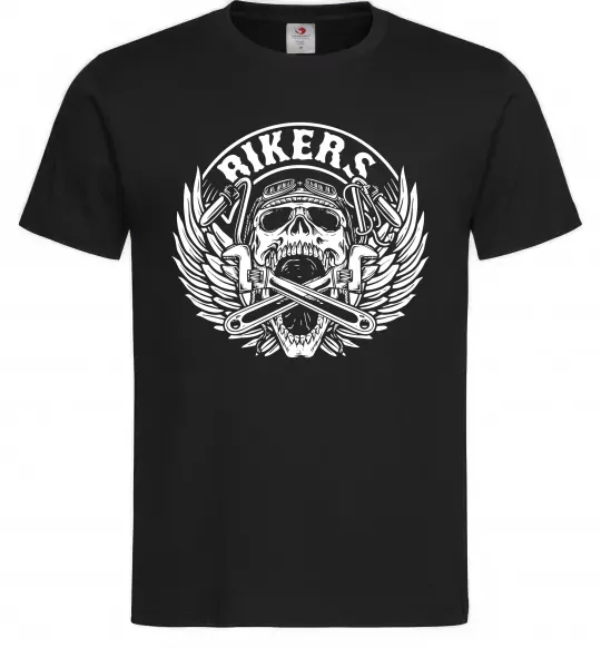 Мужская футболка Череп Bikers Черный фото