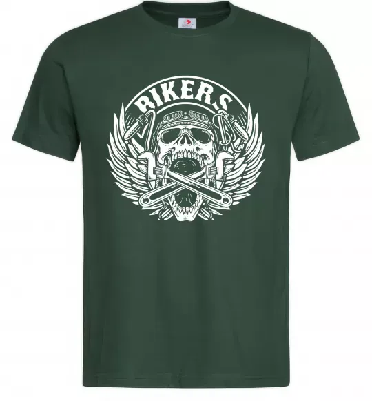 Мужская футболка Череп Bikers Темно-зеленый фото
