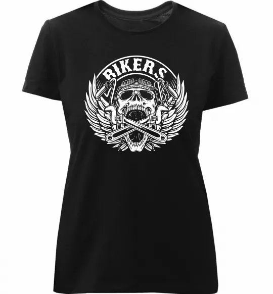 Женская премиум футболка Череп Bikers Черный фото