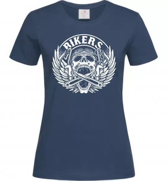 Женская футболка Череп Bikers Темно-синий фото