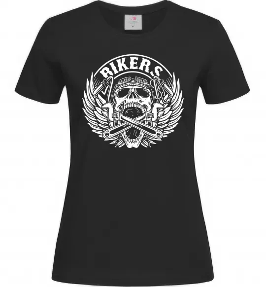 Женская футболка Череп Bikers Черный фото