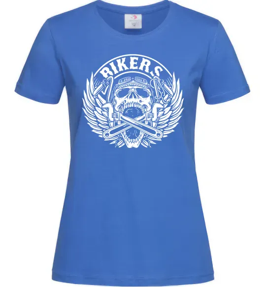 Женская футболка Череп Bikers Ярко-синий фото
