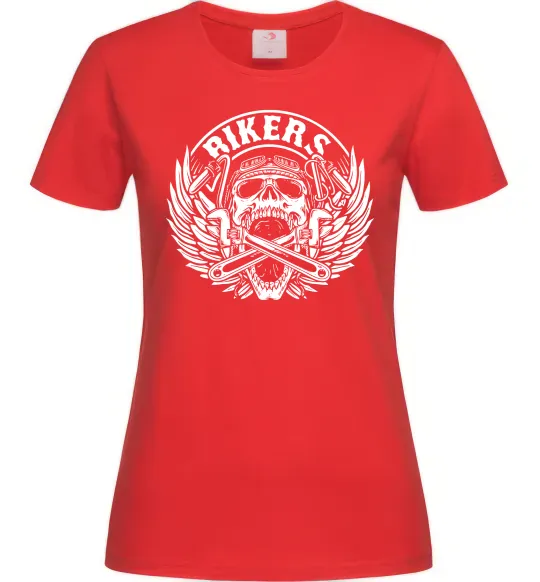 Женская футболка Череп Bikers Красный фото