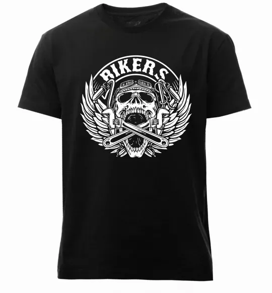 Чоловіча преміум футболка Череп Bikers Чорний фото