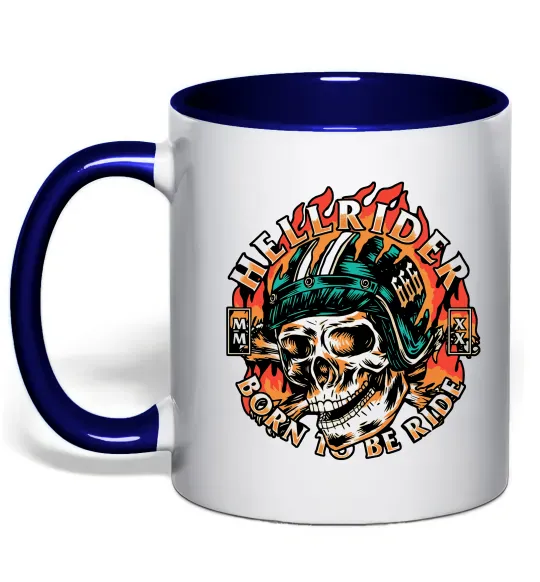 Чашка з кольоровою ручкою Hellrider Глибокий темно-синій фото