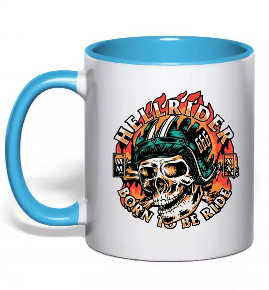 Чашка з кольоровою ручкою Hellrider Блакитний фото