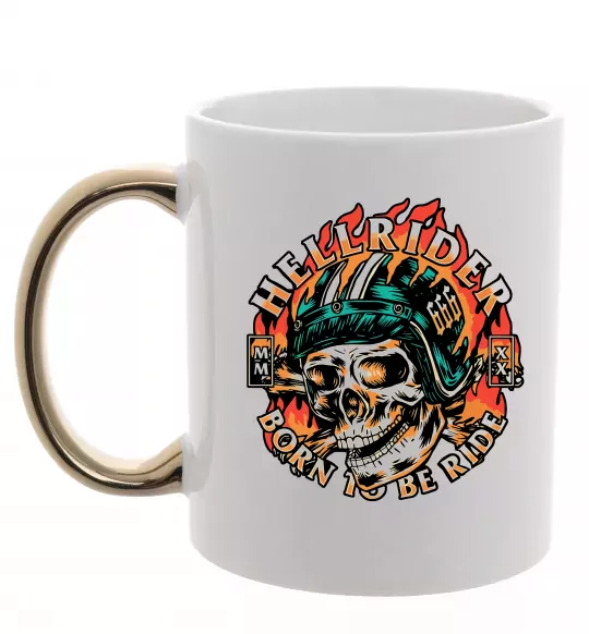 Чашка з кольоровою ручкою Hellrider Золото фото