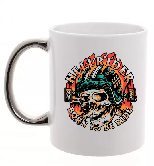 Чашка з кольоровою ручкою Hellrider Срібло фото