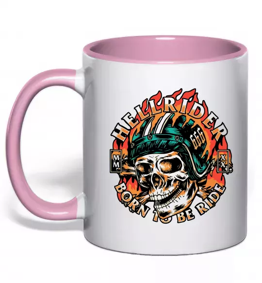 Чашка з кольоровою ручкою Hellrider Ніжно рожевий фото