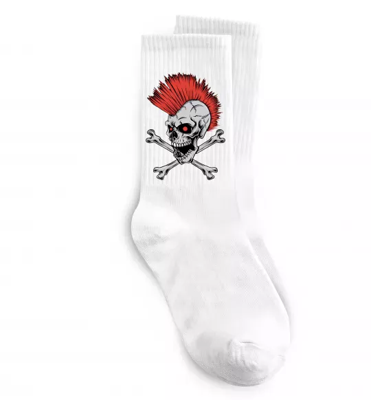 Носки Череп з ірокезом Белый фото