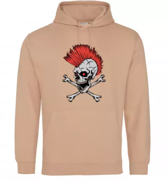 Чоловіча толстовка (худі) Череп з ірокезом Пісочний фото