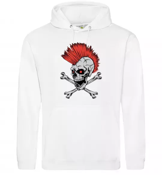 Жіноча толстовка (худі) Череп з ірокезом Білий фото