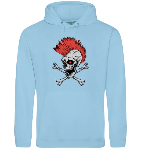 Женская толстовка (худи) Череп з ірокезом Голубой фото