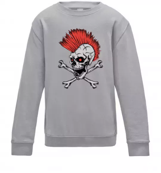 Детский Свитшот Череп з ірокезом Серый меланж фото