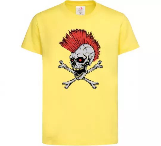 Дитяча футболка Череп з ірокезом Лимонний фото