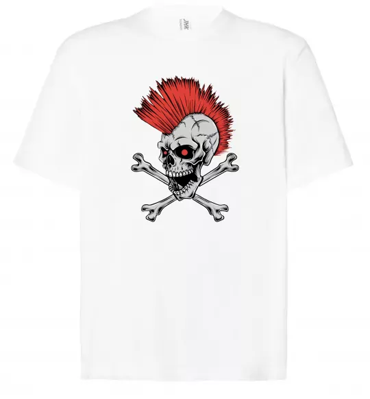 Футболка Оверсайз Череп з ірокезом Белый фото